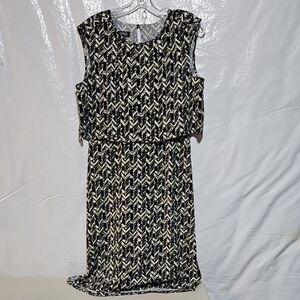 Jones New York Black and White Patterned Dress